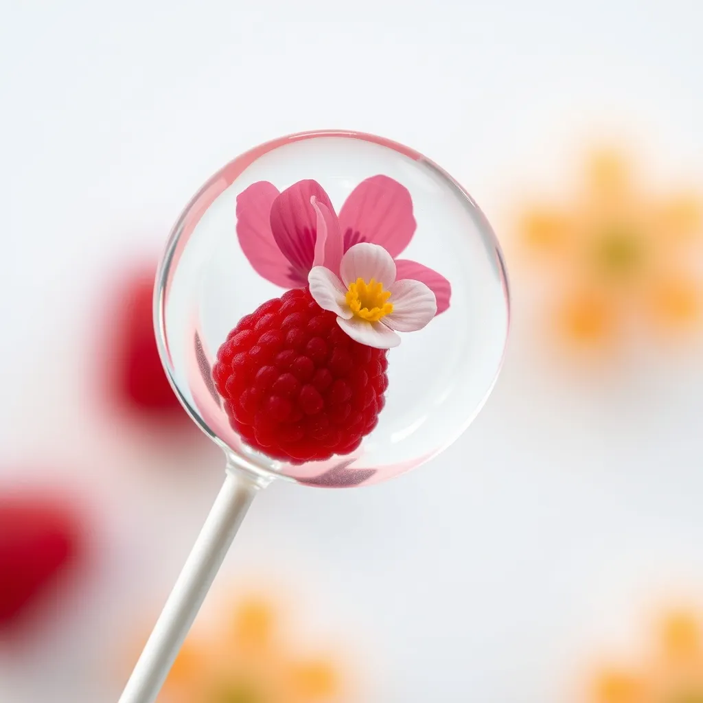 Crystal Clear Lollipops with Fresh Fruit and Edible Flowers