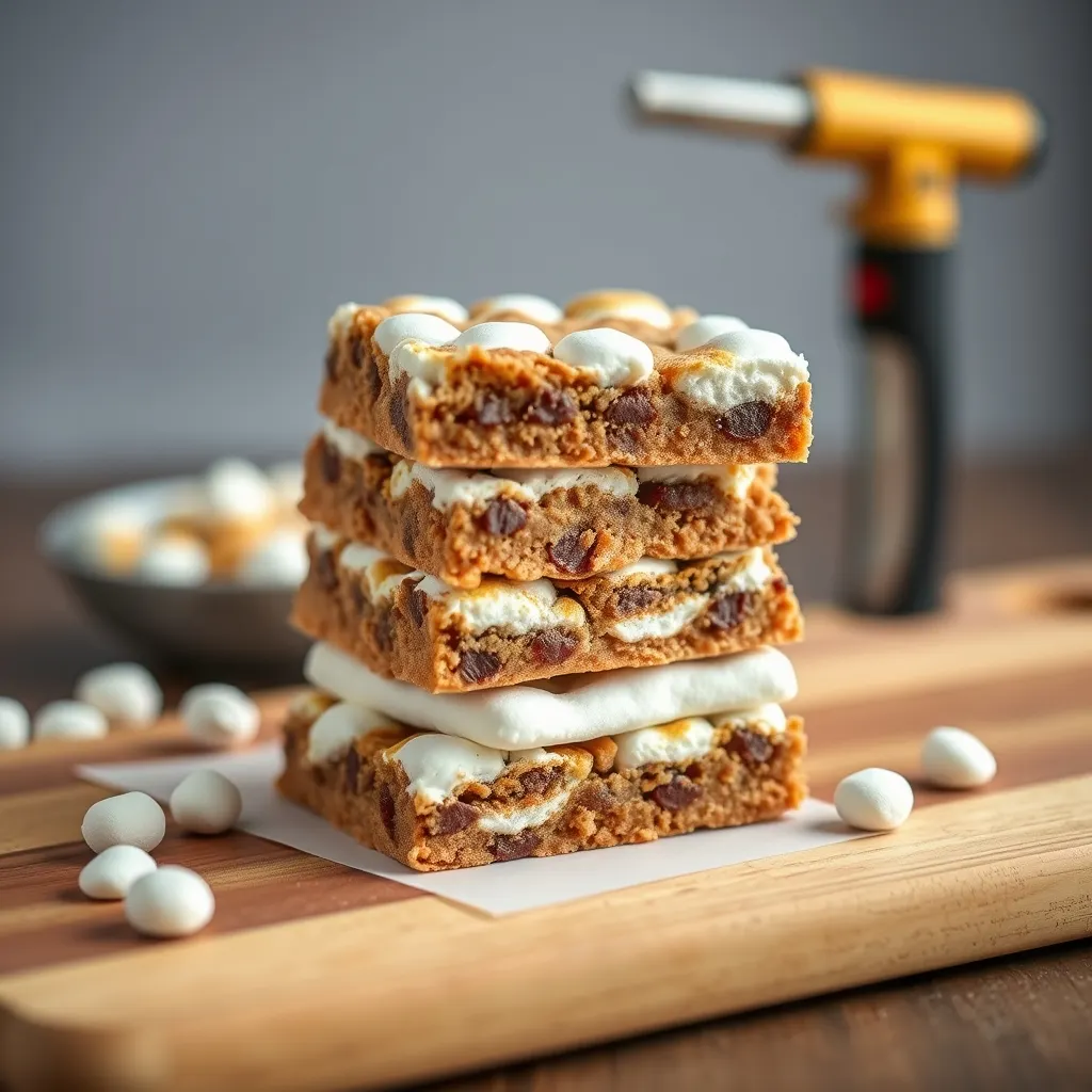 Homemade S'mores Bars with Toasted Marshmallow Filling