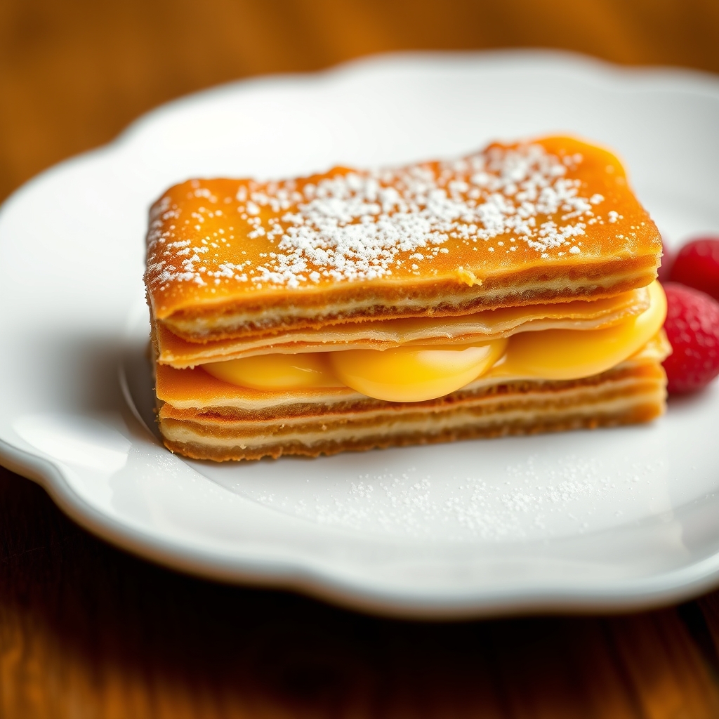 Layered Mille-Feuille Cake with Caramelized Sugar and Confectioner's Custard